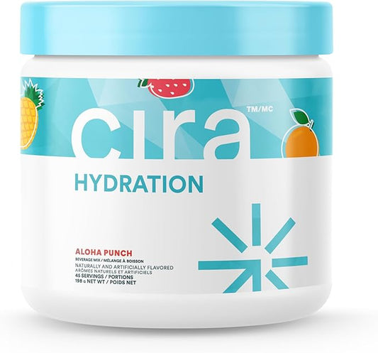 Cira Hydration Powder (45 Servings) - Electrolyte Drink Mix with Himalayan Salt for Dehydration Relief and Recovery - Fruit Punch