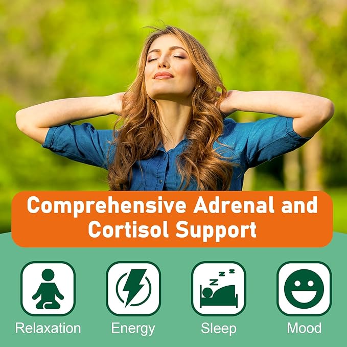 11-in-1 Adrenal Support Supplement, Cortisol Supplement with Pantothenic Acid and Ashwagandha - Supports Healthy Adrenal Function, Energy and Relaxation- 60 Capsules