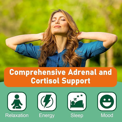 11-in-1 Adrenal Support Supplement, Cortisol Supplement with Pantothenic Acid and Ashwagandha - Supports Healthy Adrenal Function, Energy and Relaxation- 60 Capsules