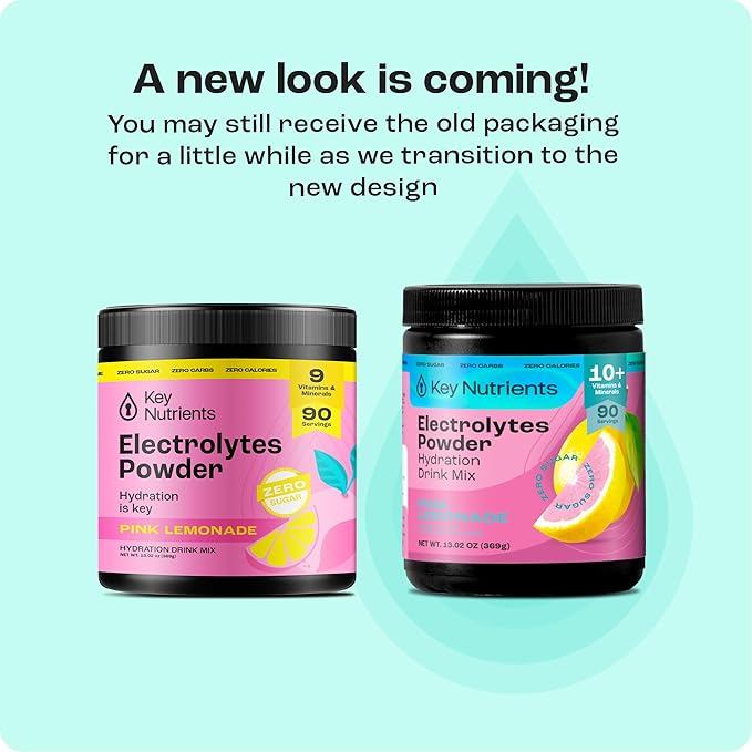KEY NUTRIENTS Multivitamin Electrolytes Powder No Sugar - Fresh Pink Lemonade Electrolyte Powder - Endurance & Energy Supplement - Hydration Powder - No Calories - 90 Servings - Made in USA