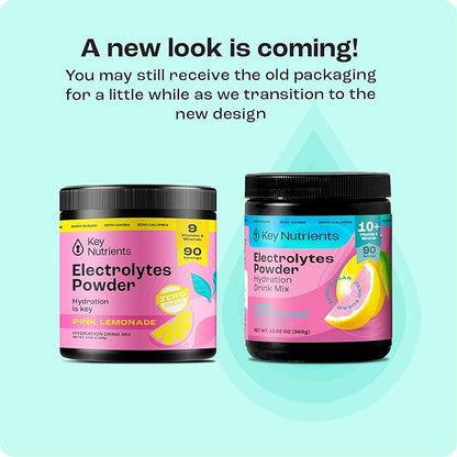 KEY NUTRIENTS Multivitamin Electrolytes Powder No Sugar - Fresh Pink Lemonade Electrolyte Powder - Endurance & Energy Supplement - Hydration Powder - No Calories - 90 Servings - Made in USA