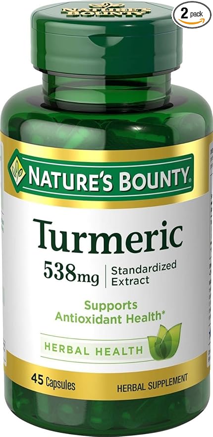 Natures Bounty Turmeric 538 mg Standardized Extract, 45 Count (Pack of 2)