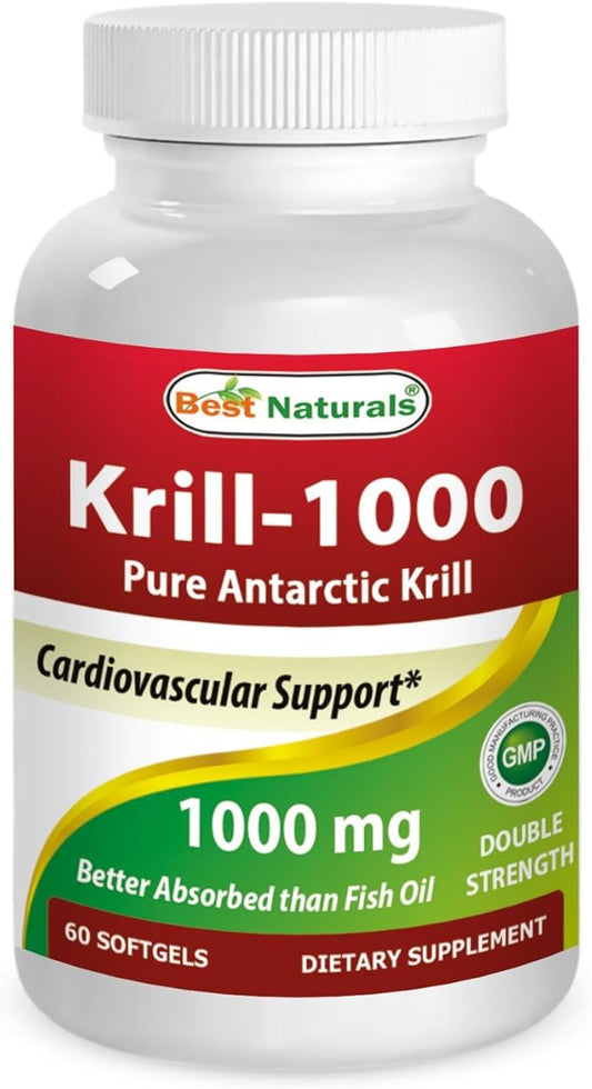 Best Naturals Krill Oil Soft Gel, 1000 mg, 60 Count