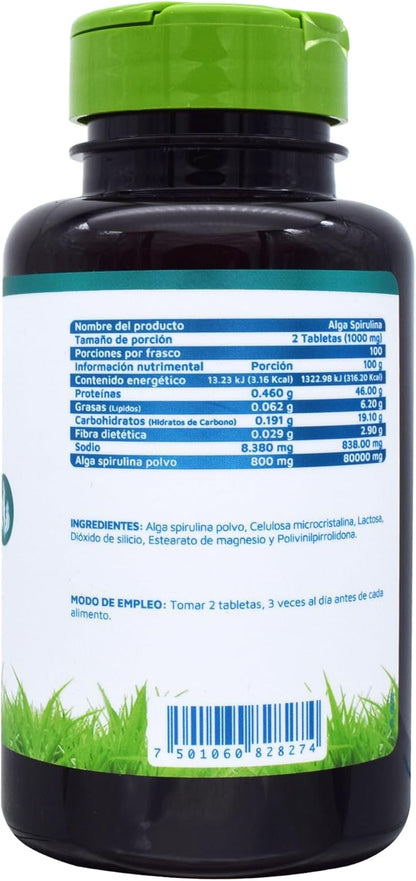 Vidanat Spirulina Algae 200 Tablets – 400mg per Tablet – Natural Superfood for Energy, Immune Support & Detox – 200 Tablets (Pack of 1)