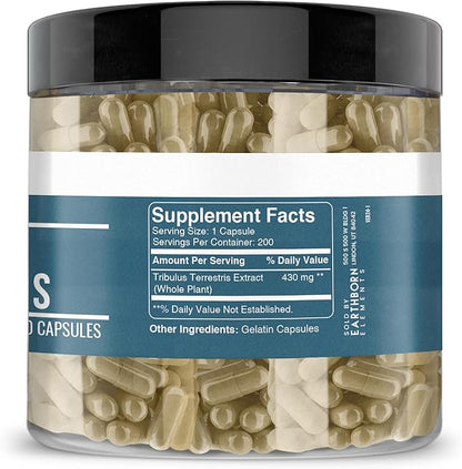 Earthborn Elements Tribulus Terrestris 200 Capsules, Pure & Undiluted, No Additives
