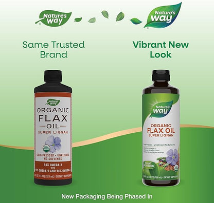 Nature's Way Organic Flax Oil Super Lignan, Cold-Pressed, and Unrefined, 24 Fl Oz
