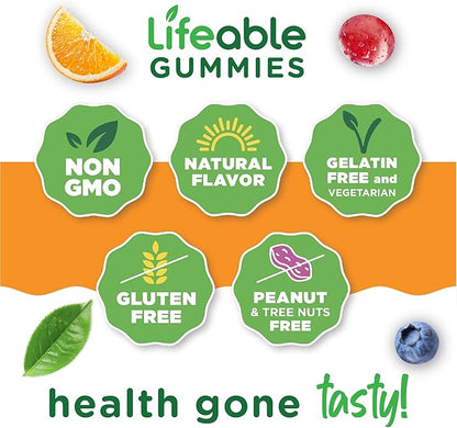 Lifeable Black Cohosh Gummies | 500 mg | Black Cohosh for Menopause Hot Flashes and Night Sweats Relief for Women | Non GMO and Vagan Herbal Supplements | 90 Gummies