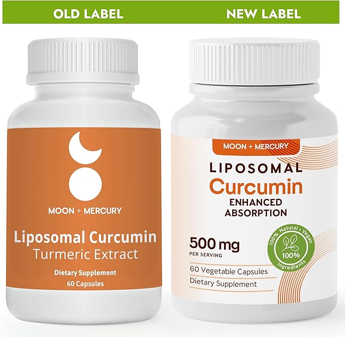Liposomal Turmeric Curcumin 500mg - 60 Turmeric Curcumin Supplements Capsules
