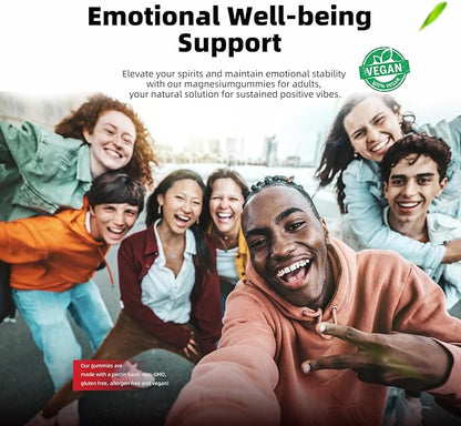 Magnesium Glycinate Gummies 1000mg - Sugar Free Magnesium Potassium Supplement with Vitamin D, B6, CoQ10 for Calm Mood & Sleep Support - 60 Strawberry Gummies