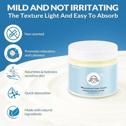 Magnesium Lotion for Kids - Magnesium Lotion for Sleep - Soothing Relief & Relaxation - Topical Magnesium Cream Helps Kids Stay Calm at Bedtime and During The Night - Without Melatonin