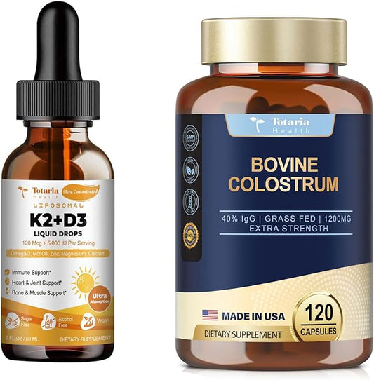 Liposomal Liquid Vitamin D3 K2 + Bovine Colostrum Supplement Capsules