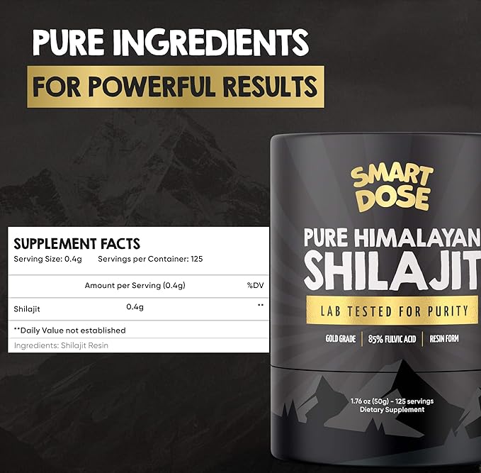 Pure Himalayan Shilajit Resin - Over 85% Fulvic Acid & Large Jar w/ 125 Servings - Probably The Purest Shilajit on The Market - US Lab Tested for Authentic Himalayan (Large Jar, Himalayan Shilajit)