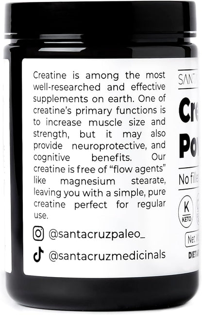 Santa Cruz Paleo Creatine Powder, Supports Muscle Growth & Energy, Gluten Free, Keto, Sugar Free, Paleo, No Fillers or Additives, Creatine Monohydrate Powder, 14.1oz, 80 Servings