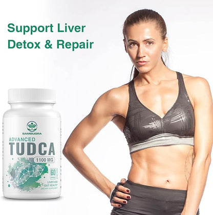 TUDCA Supplements 1100mg, 3rd Party Tested TUDCA Liver Supplement for Liver Cleanse Detox and Repair, Ultra Strength Bile Salt Liver Support, 120 Capsules (Pack of 2)
