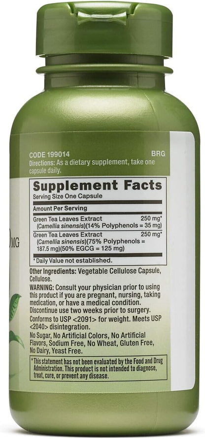 GNC Herbal Plus Green Tea Complex 500mg Supplement, Vegetarian, Supports Metabolism, 100 Servings