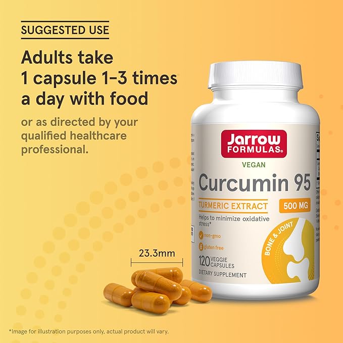 Jarrow Formulas Curcumin 95 500 mg,Turmeric Curcumin Extract for Antioxidant Support, Bone and Joint Support Dietary Supplement,120 Veggie Capsules,Up to 120 Servings, Pack of 12