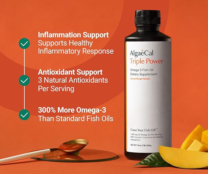 AlgaeCal Bundle - Plant Based Calcium Supplement with Vitamin D3 for Bone Health & Strength & Triple Power Omega-3 Fish Oil Natural Liquid Emulsion with EPA & DHA, Curcumin, Astaxanthin