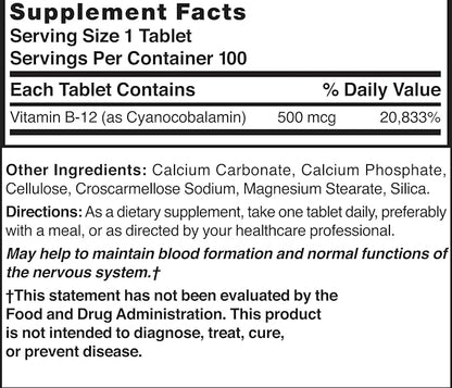 Nature's Blend Vitamin B-12 500 mcg 100 Tablets