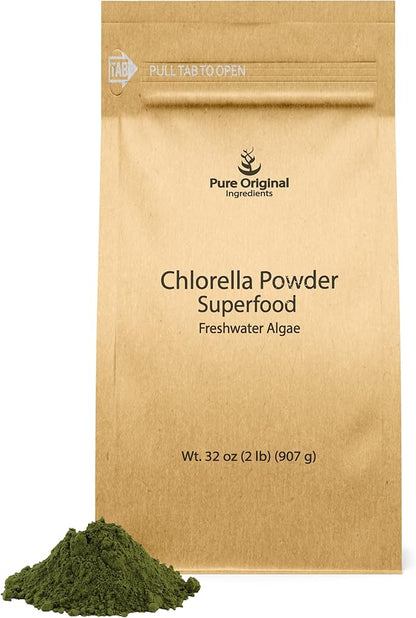 PURE ORIGINAL INGREDIENTS Chlorella Powder (2 lb) Superfood, Freshwater Algae, Natural