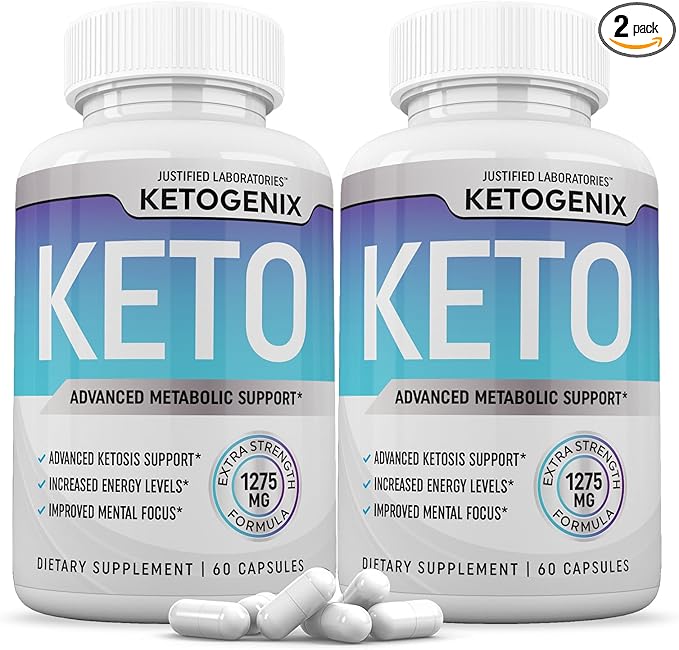 (2 Pack) Ketogenix Keto Pills 1275MG New & Improved Formula Contains Apple Cider Vinegar Extra Virgin Olive Oil Powder Green Tea Leaf 120 Capsules