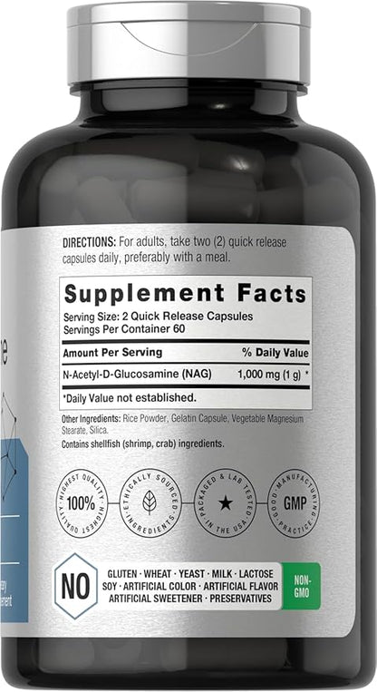 Horbaach N-Acetyl Glucosamine 1000 mg | 120 Capsules | N-A-G Supplement Pills | Non-GMO & Gluten Free