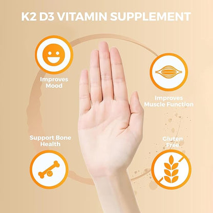Vitamin D3 K2 Maximum Strength Topical Gel - 15000+ IU Per Pump - The Sunshine Vitamin - Supports Bone & Joint Health, Immune Support - One Month Supply