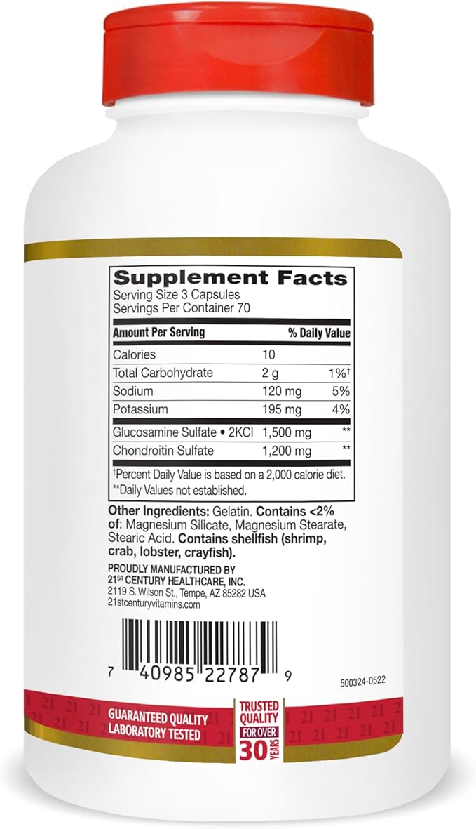 21st Century Glucosamine Chondroitin 500/400mg - Double Strength, cp 210 Count