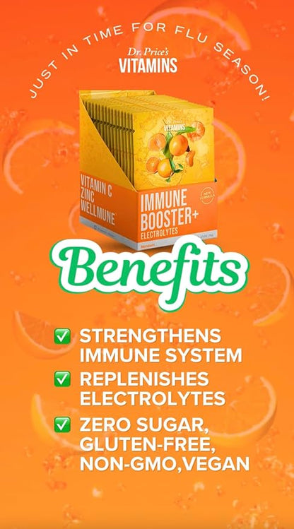 Immune Support + Electrolytes | 1000mg Vitamin C, Zinc & Chromium | Hydration & Wellness Powder | Sugar-Free, Fast-Absorbing Drink Mix | Easy-to-Mix Packets for Daily Use, Travel & Recovery