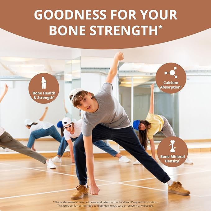 Bone Xtra - Vegan Bone Strength Formula for Stronger Bones, Plant-Based Calcium from Marine Algae, Vitamins D3, Vitamin K2, Magnesium, Phosphorus & More for Teens, Adults - 3 Months Supply | 3 Pack