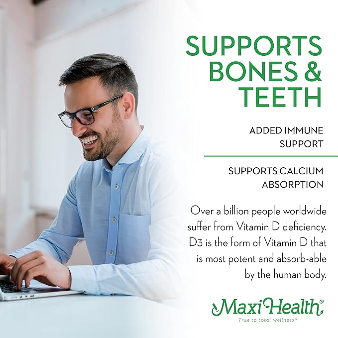 Maxi Health Vitamin D3 1000 IU Dietary Supplement - Easy to Swallow - Odorless & Tasteless - Supports Calcium Absorption, Immune Health and Bone Health in Adult Women & Men - 90 Tablets