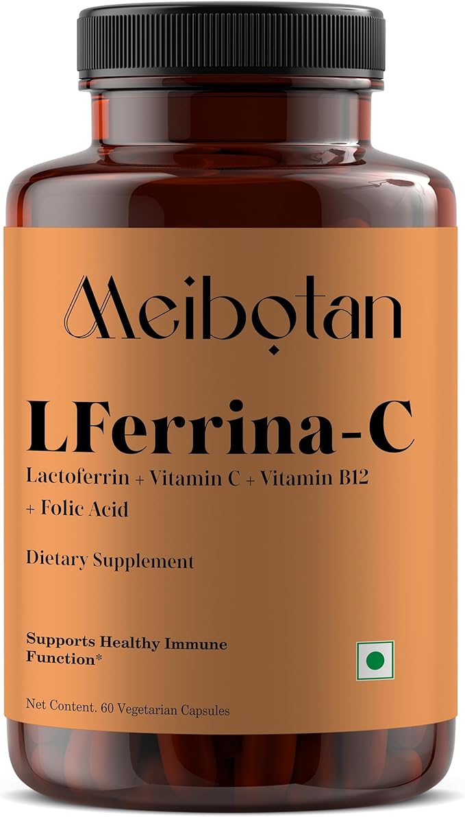lactoferrin Supplement with Vitamin C for Men & Women Reduces Oxidative Stress,Antioxidants,Strengthens Immunity,Protects Against Infections- 60 Veg Capsules