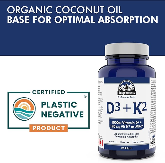 Summit Supplements - Vitamin D3 K2, 180 Softgels - Formulated to Help You Maintain Healthy Bones, Teeth and Muscles - Support Body Calcium Absorption and Reduce Risk of Fractures