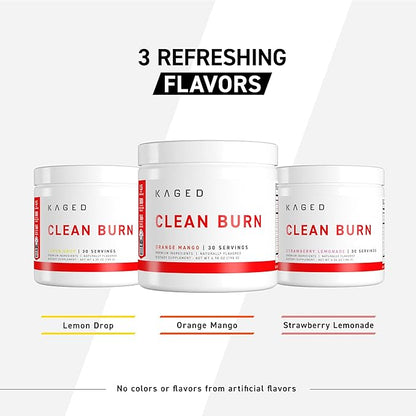 Kaged Thermogenic Powder Clean Burn Orange Mango Men & Women Weight Management Supplement Organic Caffeine Apple Cider Vinegar 30 Servings