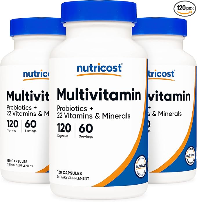 Nutricost Multivitamin with Probiotics 120 Vegetarian Capsules (3 Bottles) - Packed with Vitamins & Minerals
