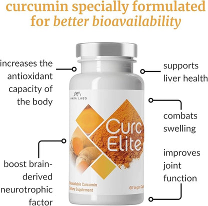 Mara Labs CurcElite Curcumin | Turmeric Extract 95% Curcuminoids | Vegan, No Fillers, and Non-GMO | 60 Vegan Capsules