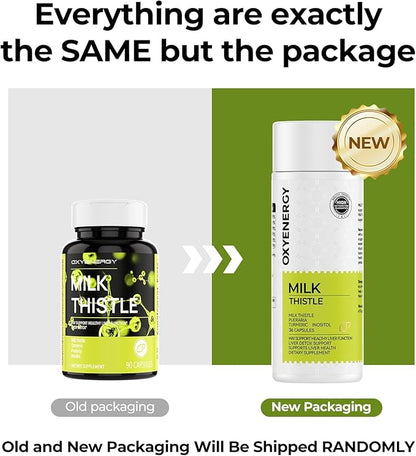 OxyEnergy Silymarin Milk Thistle 300mg Extract with Vitamin C, Inositol & Pueraria, Liver Detox & Repair Support, Antioxidant Support,90 Capsules, Pack of 5