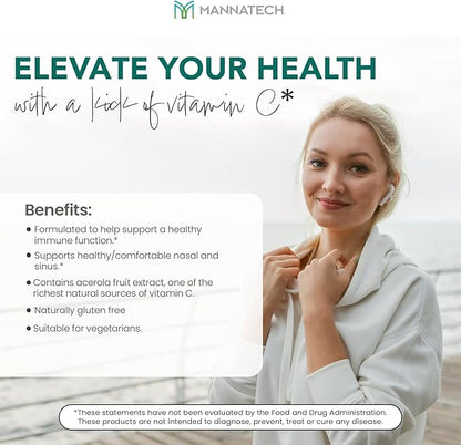 Nasal and Sinus Support with Immune Defense – Promotes Clear Breathing and Respiratory Health, Vitamin C & Glycans Blend for Daily Wellness – Manna-C 60 Capsules, Proprietary Plant-Based Formula