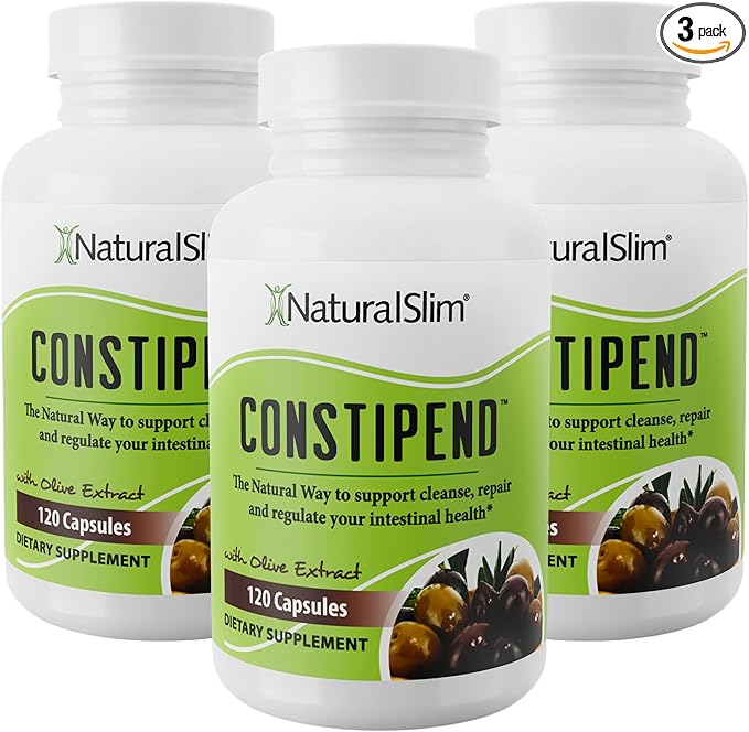 NaturalSlim Magnesium Oxide - Constipend for Constipation Relief, Colon Cleanser & Stool Softeners for Women & Men with Magnesium Citrate, Aspartate, & Olive Extract - 120 Vegetable Capsules 3 Pack