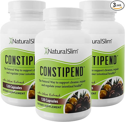 NaturalSlim Magnesium Oxide - Constipend for Constipation Relief, Colon Cleanser & Stool Softeners for Women & Men with Magnesium Citrate, Aspartate, & Olive Extract - 120 Vegetable Capsules 3 Pack