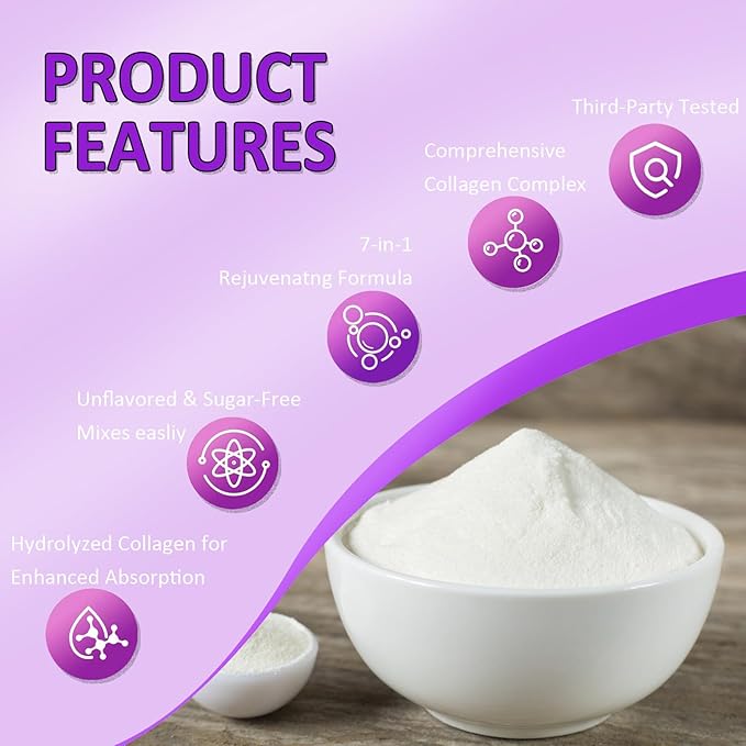 Multi Collagen Peptides Powder 16oz (1 Pack) - Hydrolyzed Collagen Types I, II, III, V, X for Skin, Hair, Nails & Joint Support - Unflavored, Gluten-Free, Easy to Mix - Non-GMO, Paleo Friendly