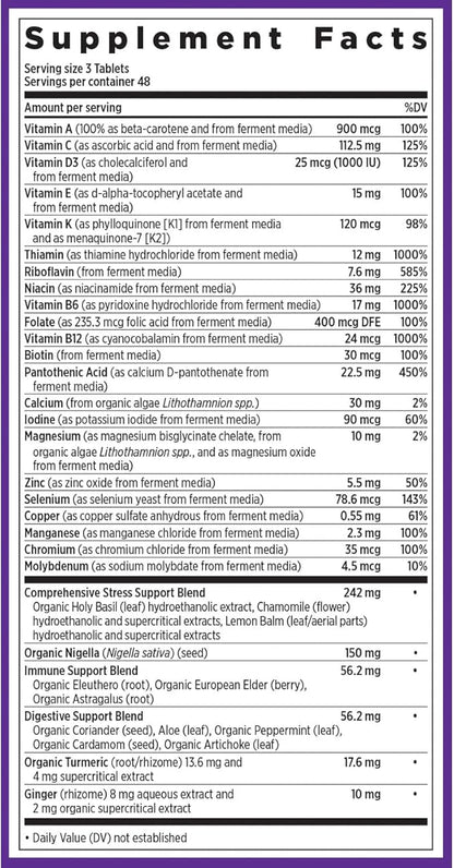 New Chapter Perfect Calm - Daily Multivitamin for Stress & Mood Support with B Vitamins + Holy Basil + Lemon Balm + Organic Non-GMO Ingredients - 144 Count