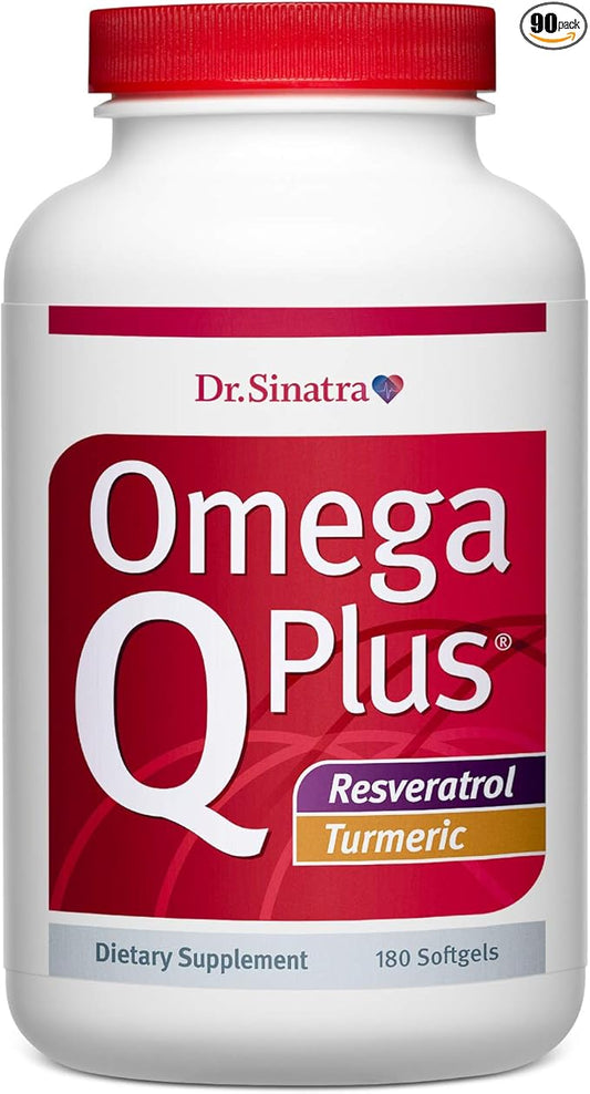 Dr. Sinatra Omega Q Plus Resveratrol and Turmeric - Omega-3 Supplement with CoQ10 Support for Healthy Blood Flow and Healthy Inflammatory Response (90 Day Supply)