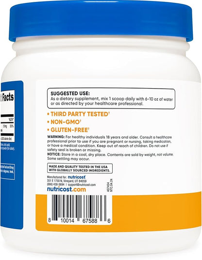 Nutricost Magnesium Glycinate Powder (Peach Mango, 500 Grams) - Chelated Magnesium (30%) Glycinate