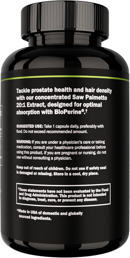 Prime Labs Saw Palmetto for Men (2-Pack) - Prostate & Urinary Health Supplement, Hair Loss Support, DHT Blocker - 20:1 High-Potency 350mg of Saw Palmetto Extract per Serving