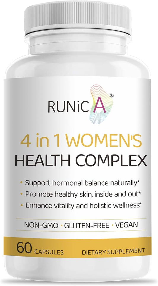 4-in-1 Women's Health Complex | Hormone Balance Vitamins for Women with Soy Isoflavones, Pueraria Mirifica, Evening Primrose, Rosehip | Perimenopause & Menopause Support, 60 Vegan Capsules