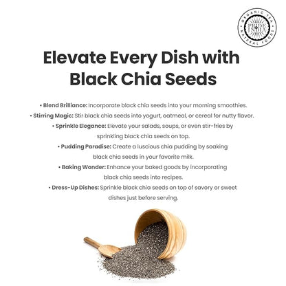 Pride Of India - Natural Black Chia Seeds - Omega-3 & Fiber Superfood, 1.25 Pound (20oz) Jar