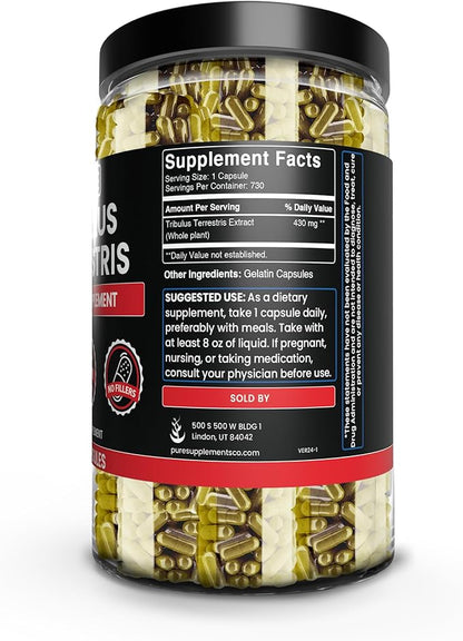 Pure Original Ingredients Tribulus Terrestris, No Magnesium Or Rice Fillers, Always Pure, Lab Verified (730 Capsules)