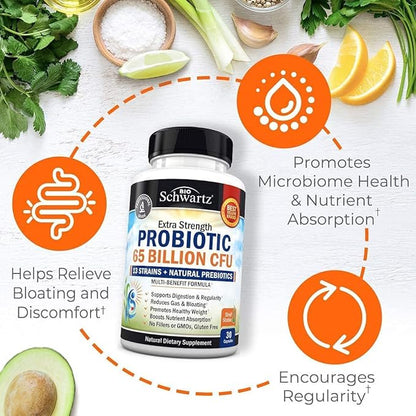 Advanced Daily Men's Multivitamin with Vitamin C A B D3 E and Zinc (1 Month Supply) Plus 65 Billion CFU Daily Probiotic Supplement (1 Month Supply)