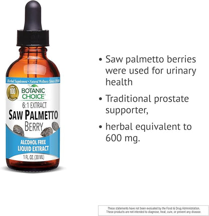 Botanic Choice Saw Palmetto Berry Alcohol Free Liquid Extract, 1 Fluid Ounce