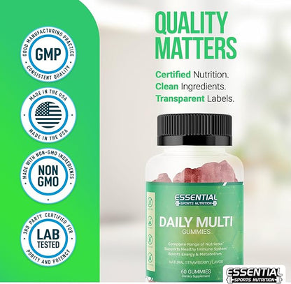 Adult Multivitamin for Men & Women | 60 Gummies | Vitamins A, C, D, E, B-6 and B-12 | 30 Day Supply
